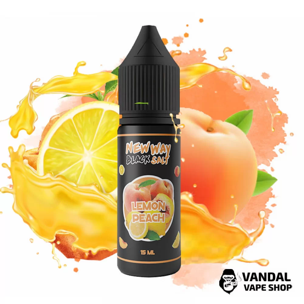 ЖИДКОСТЬ New Way Salt Black 15 мл 25 мг НА СОЛЕВОМ НИКОТИНЕ СО ВКУСОМ персик и лимон. ЖИДКОСТЬ New Way Salt Black 15 мл 25 мг НА СОЛЕВОМ НИКОТИНЕ СО ВКУСОМ персик и лимон.
