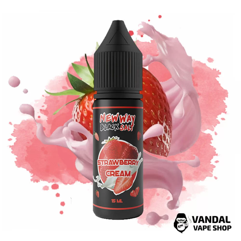 РІДИНА New Way Salt Black 15 мл НА СОЛЬОВОМУ НІКОТИНІ ЗІ СМАКОМ полуниці і заварного крему РІДИНА New Way Salt Black 15 мл НА СОЛЬОВОМУ НІКОТИНІ ЗІ СМАКОМ полуниці і заварного крему