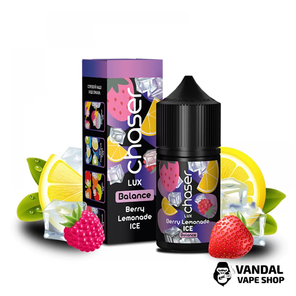Жидкость Chaser Lux Ice 30 мл на солевом никотине 50 мг со вкусом ягодного лимонада с холодком