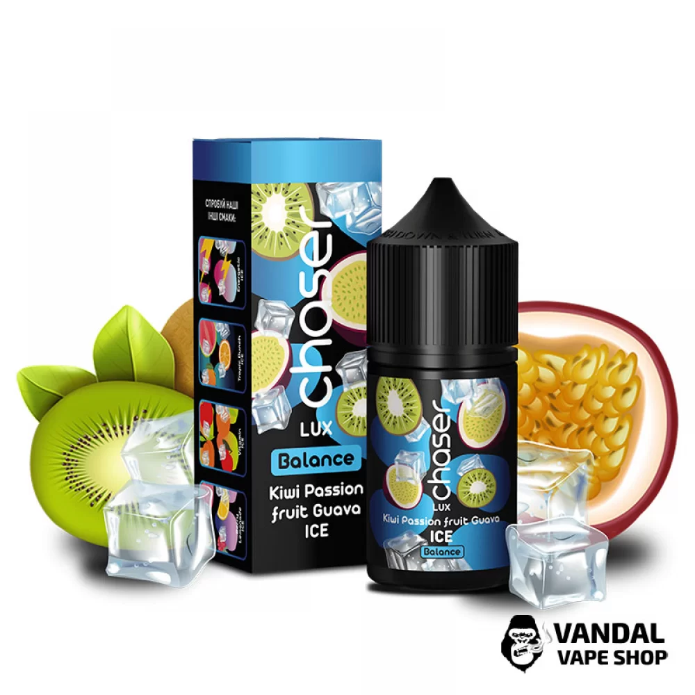 Жидкость Chaser Lux Ice 30 мл на солевом никотине  30 мг со вкусом киви, маракуи и гуавы Жидкость Chaser Lux Ice 30 мл на солевом никотине  30 мг со вкусом киви, маракуи и гуавы