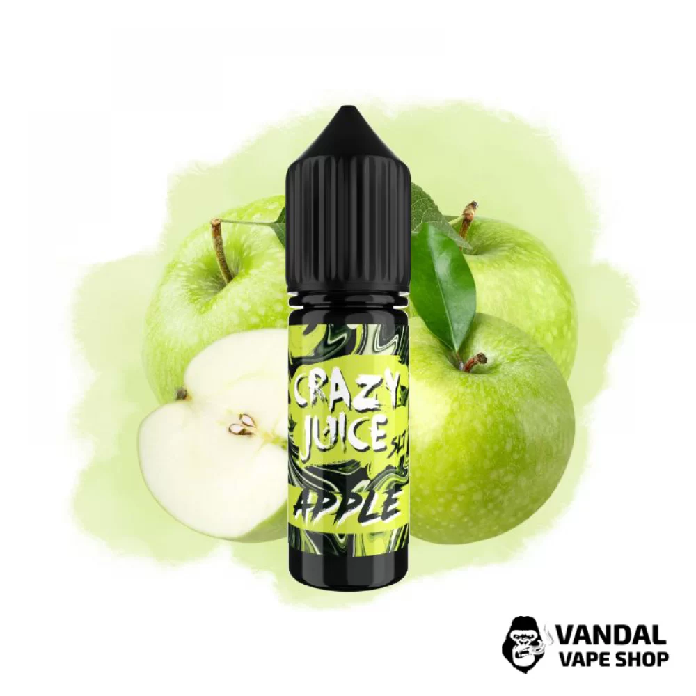 Рідина Crazy Juice Salt 15 мл на сольовому нікотині 30 мг зі смаком яблука Рідина Crazy Juice Salt 15 мл на сольовому нікотині 30 мг зі смаком яблука