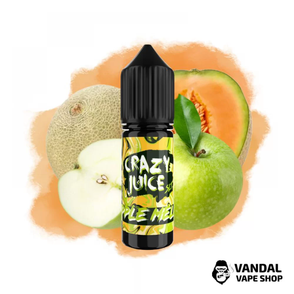 Рідина Crazy Juice Salt 15 мл на сольовому нікотині 50 мг зі смаком яблука і дині