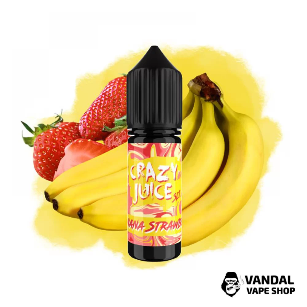 ЖИДКОСТЬ Crazy Juice Salt 15 мл НА СОЛЕВОМ НИКОТИНЕ 50 мг со вкусом банана и клубники