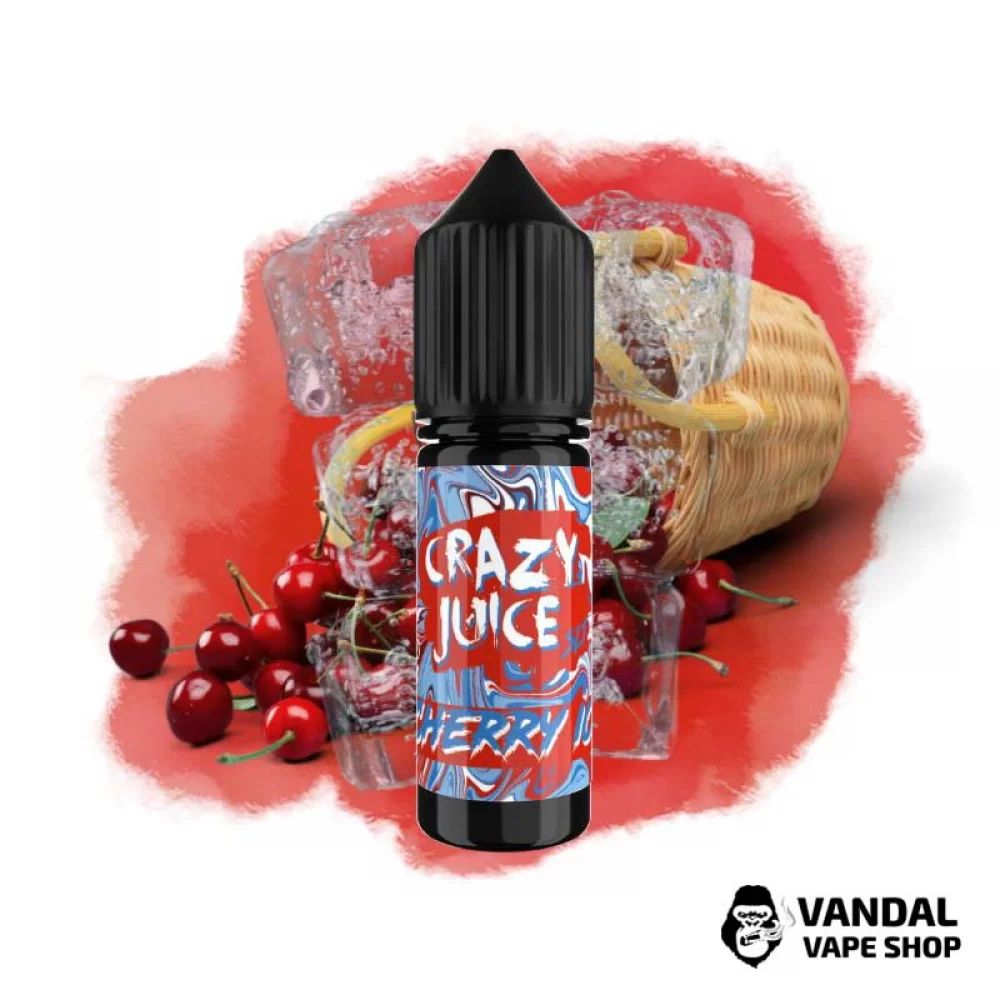 ЖИДКОСТЬ Crazy Juice Salt 15 мл НА СОЛЕВОМ НИКОТИНЕ 50 мг со вкусом вишни со льдом