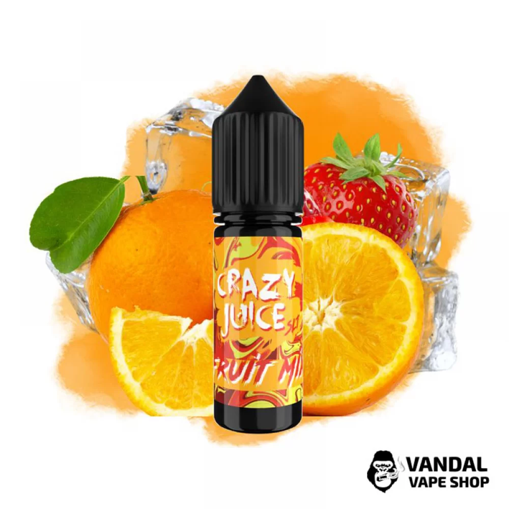 ЖИДКОСТЬ Crazy Juice Salt 15 мл НА СОЛЕВОМ НИКОТИНЕ 50 мг со вкусом апельсина и клубники