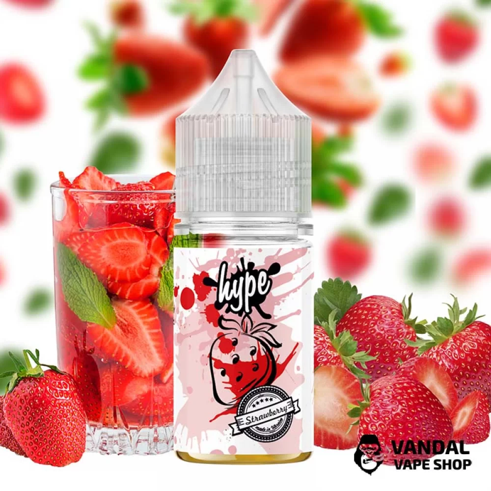 Рідина hype - Strawberries 30 мл 50 мг  НА СОЛЬОВОМУ НіКОТИНі зі смаком полуниці