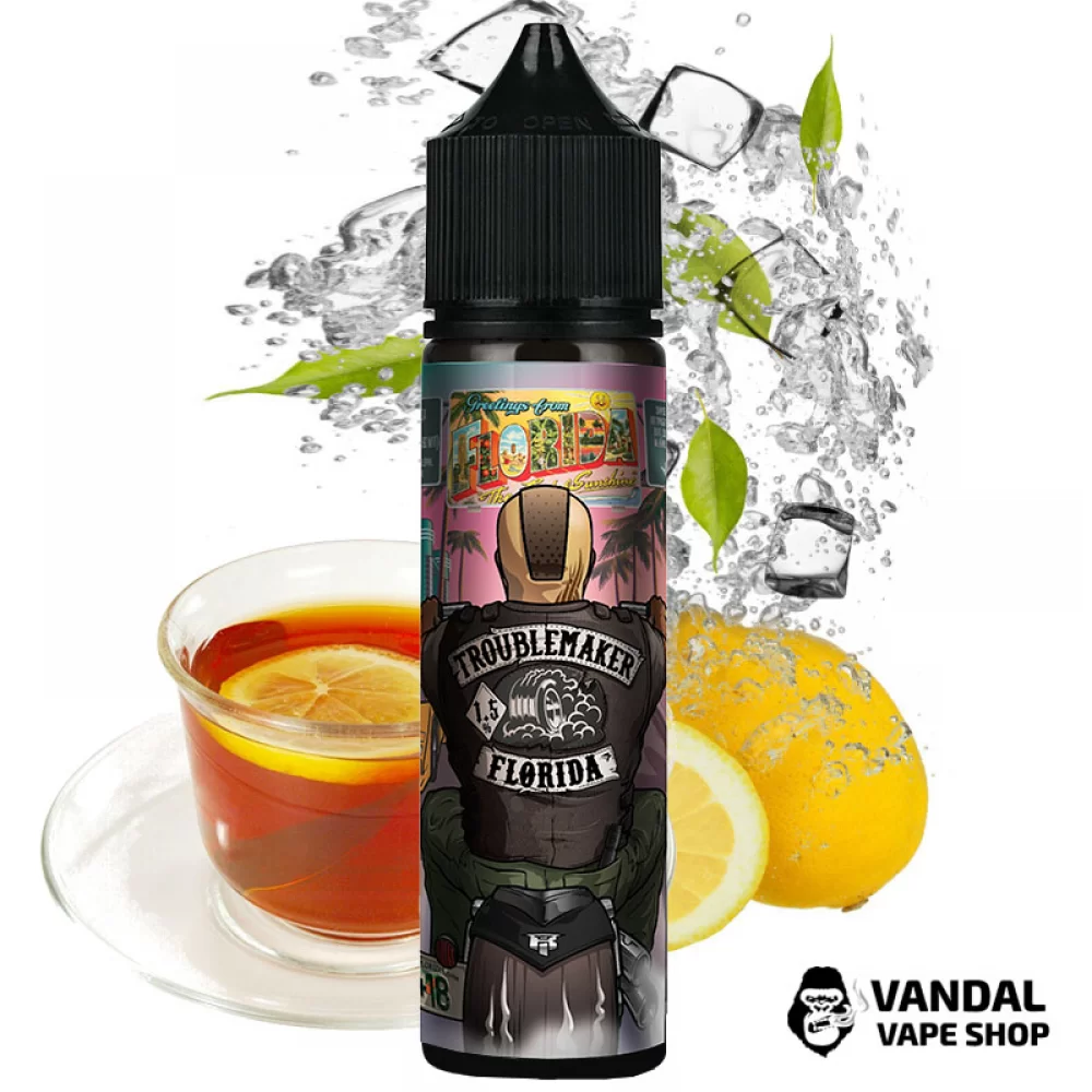 Жидкость Troublemaker 60 мл на органическом никотине 1.5 мг со вкусом чая с лимоном и льдом