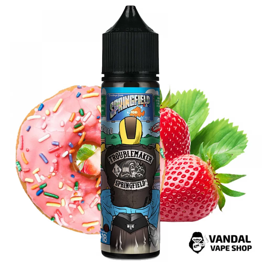 Рідина Troublemaker 60 мл на органічному нікотині 1.5 мг зі смаком полуничного пундика Рідина Troublemaker 60 мл на органічному нікотині 1.5 мг зі смаком полуничного пундика