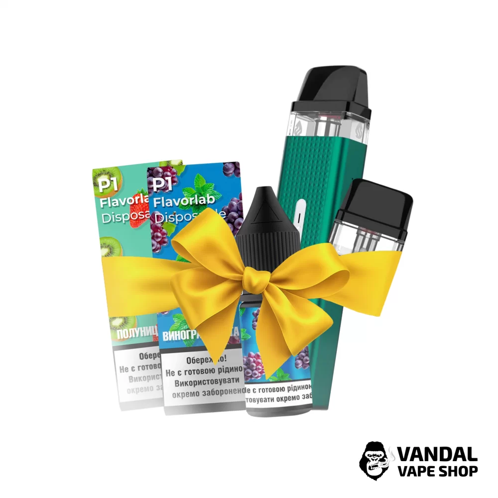 Набір M 2.0: подсистема Vaporesso XROS Mini + Картридж 1.0 Ом + 2 набори для самозамісу  Flavorlab P1 10 мл 50 мг + Стікерпак