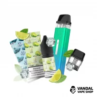 Набір M 2.0: Xros mini Lime Green + Картридж XROS Mini 1.0 Ом +  Flavorlab p1 10 мл Горілка лайм 50 мг + М'ята ментол 10 мл 50 мг