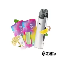 Набір L 2.0: Voopoo VMATE Pro 2 Glacier Silver + Lucky 30 Buzzina Elder Flowers 50 мг + Lucky 30 Green Tea 50 мг + Стікерпак