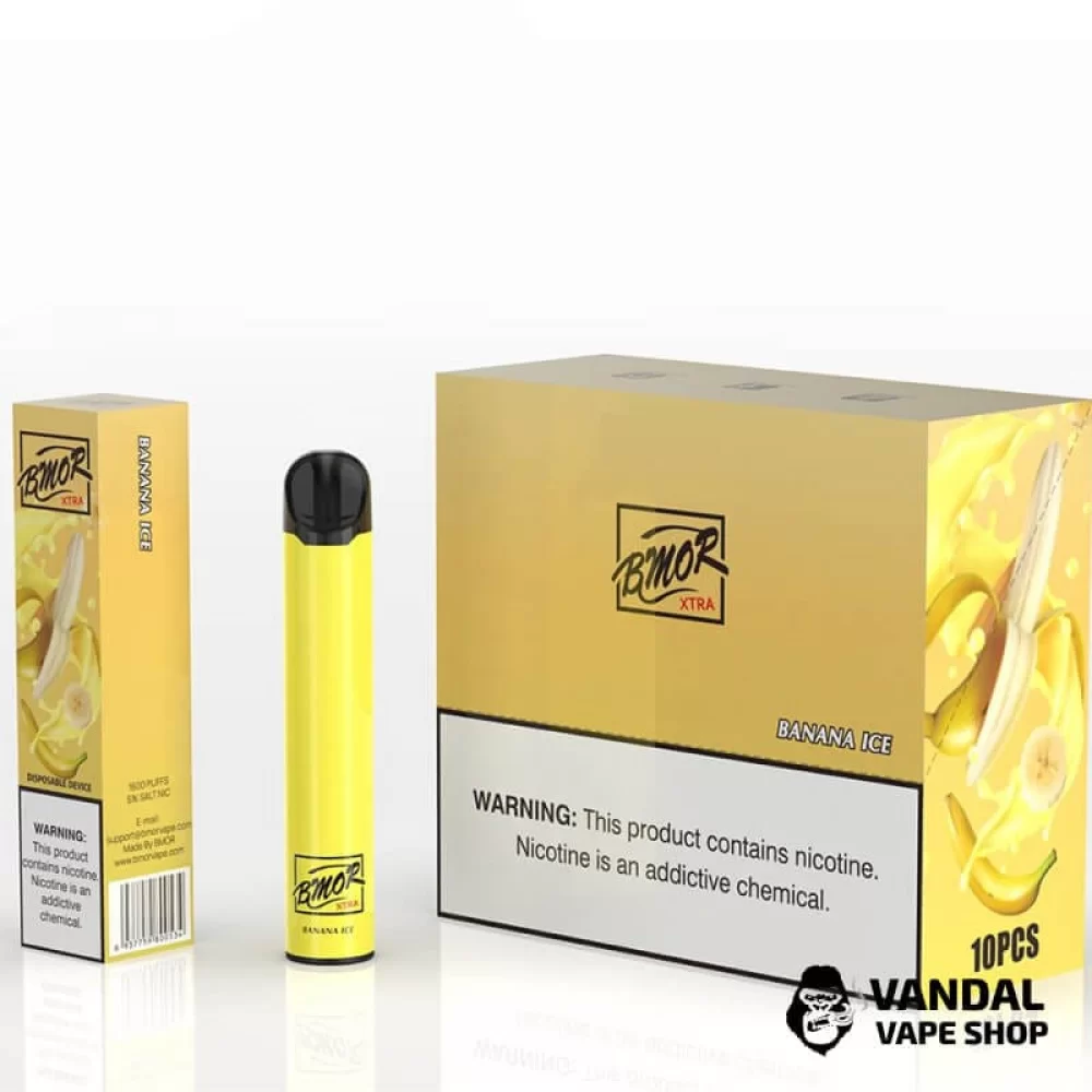 Одноразка BMOR XTRA 1600 puffs Disposable Pod Kit - Banana Ice 5% со вкусом банана с холодком