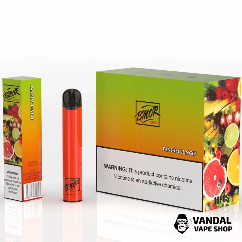 Одноразка BMOR XTRA 1600 puffs Disposable Pod Kit - Fantasy Jungle 5% со вкусом клубники, банана, вишни и винограда