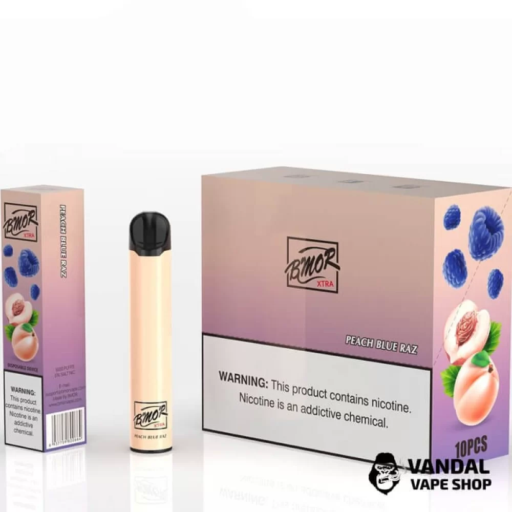 Одноразка BMOR XTRA 1600 puffs Disposable Pod Kit - Peach Blue Razz 5% со вкусом персика с голубой малиной