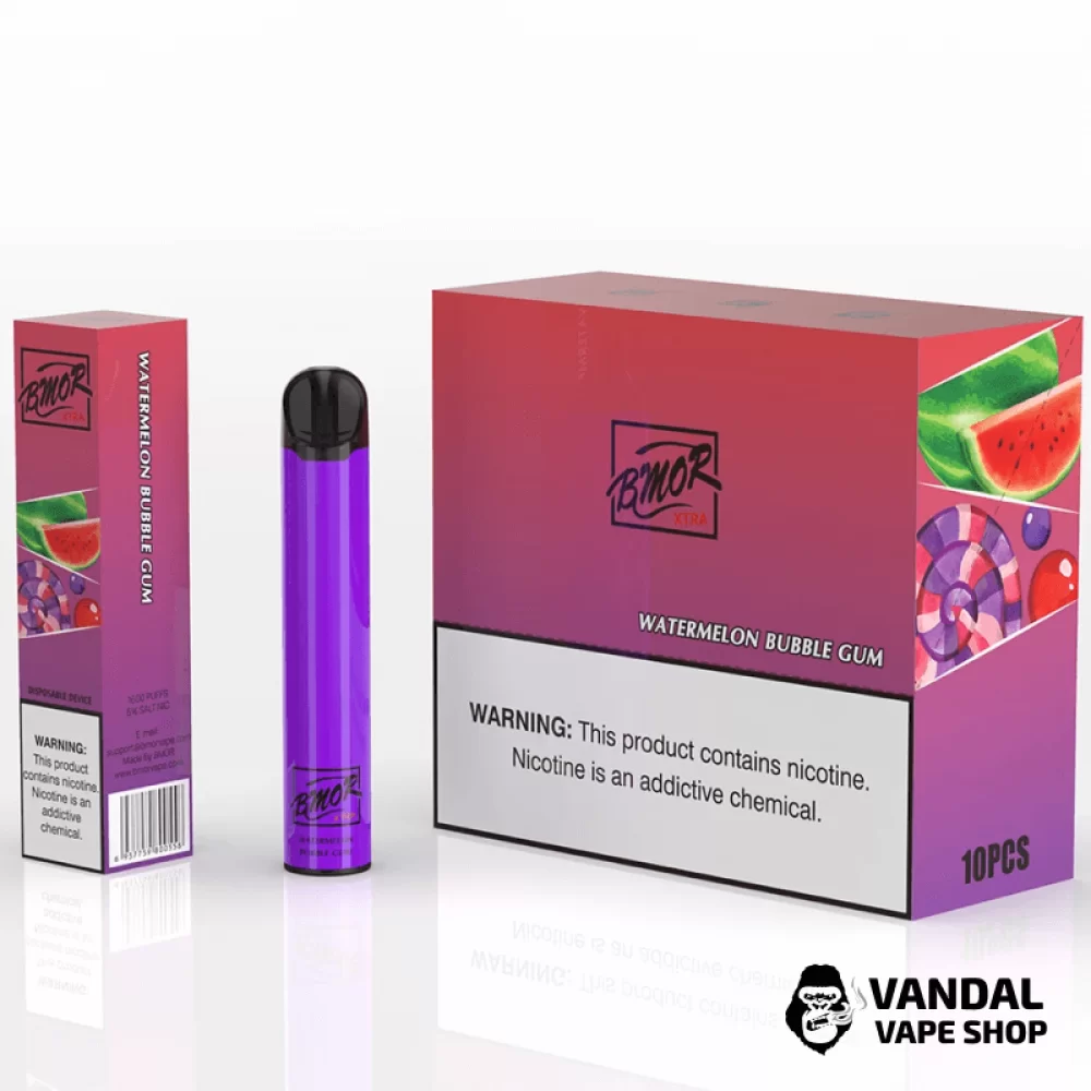Одноразка BMOR XTRA 1600 puffs Disposable Pod Kit - Watermelon Bubble Gum 5% со вкусом жвачки бабл гам с арбузом