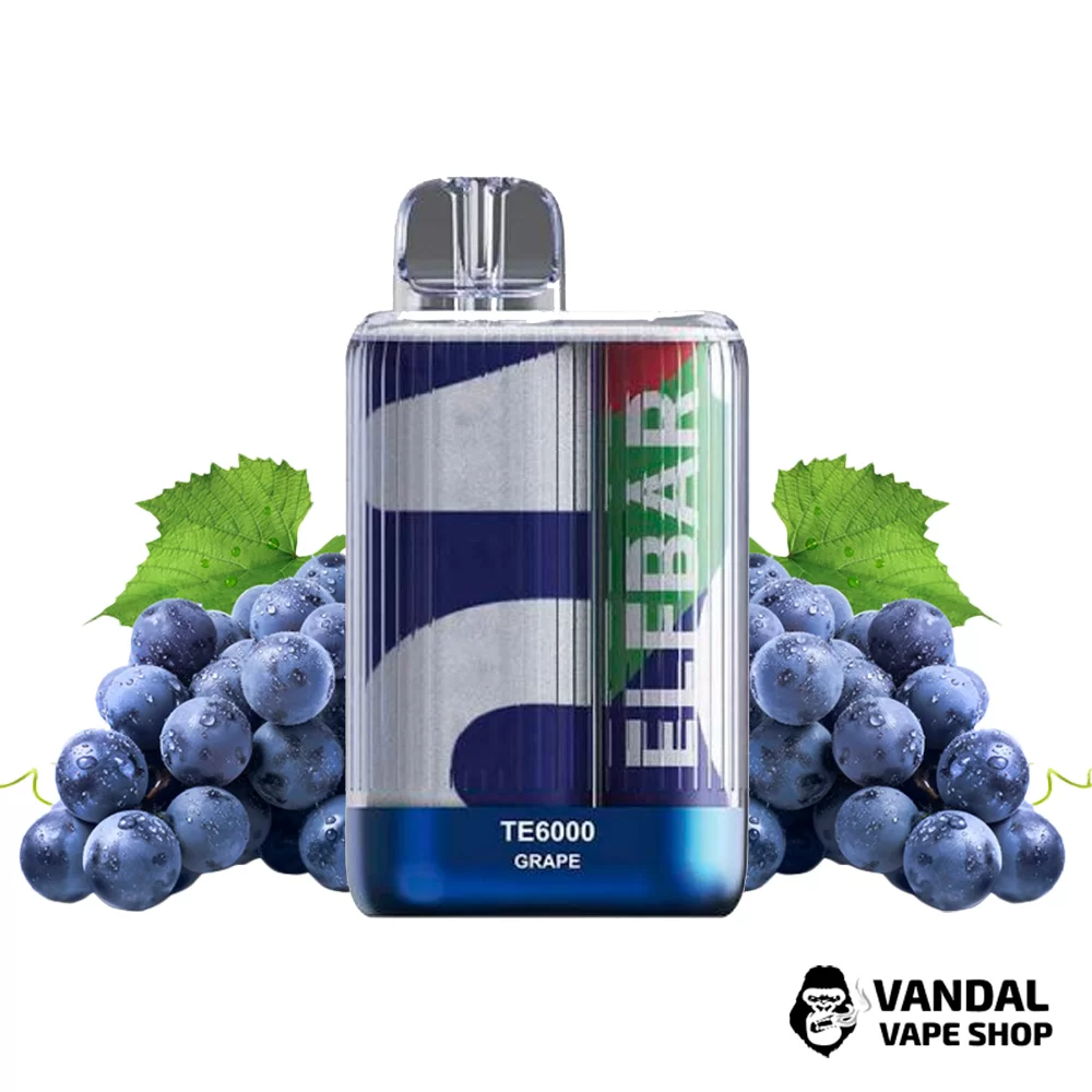 Одноразовая Pod система Elf Bar TE6000 550 мАч 5% на 6000 затяжек со вкусом винограда Одноразовая Pod система Elf Bar TE6000 550 мАч 5% на 6000 затяжек со вкусом винограда