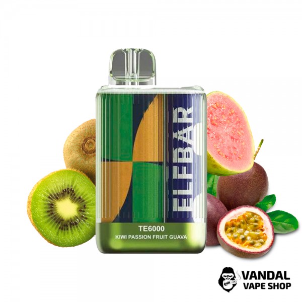 Одноразовая Pod система Elf Bar TE6000 550 мАч 5% на 6000 затяжек со вкусом киви, маракуйи и гуавы
