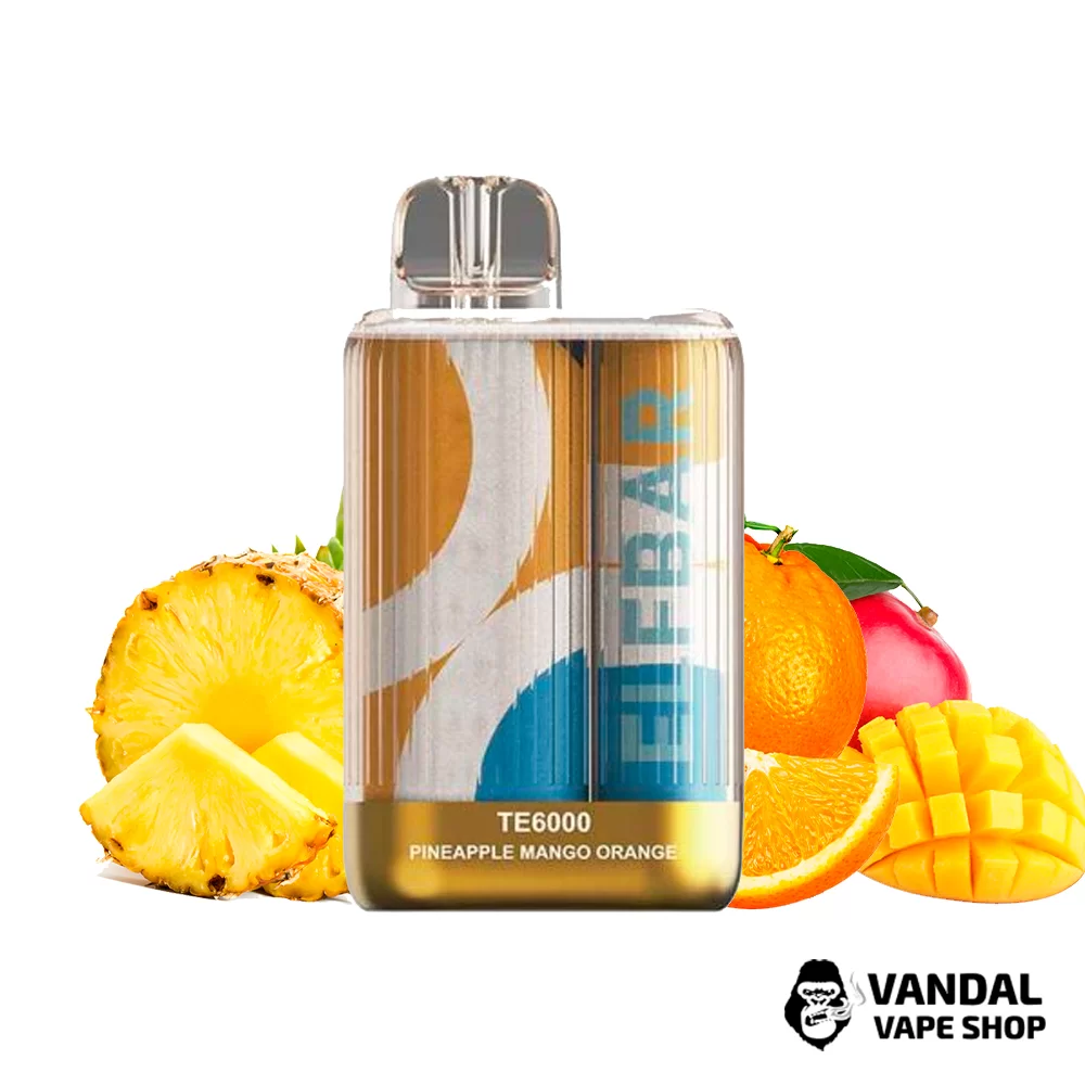 Одноразова Pod система Elf Bar TE6000 550 мАг 5% на 6000 затяжок зі смаком ананаса, манго та апельсина Одноразова Pod система Elf Bar TE6000 550 мАг 5% на 6000 затяжок зі смаком ананаса, манго та апельсина