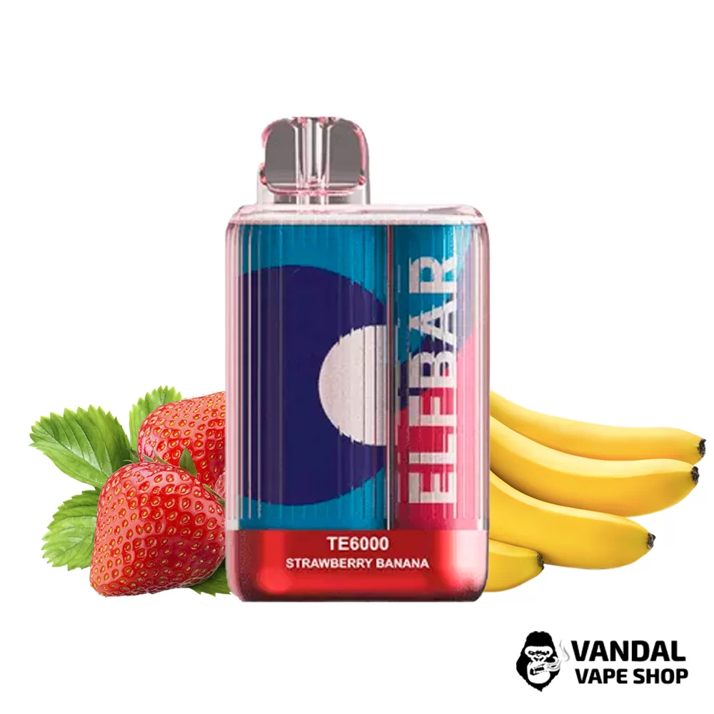 Одноразовая Pod система Elf Bar TE6000 550 мАч 5% на 6000 затяжек со вкусом банана с клубникой Одноразовая Pod система Elf Bar TE6000 550 мАч 5% на 6000 затяжек со вкусом банана с клубникой