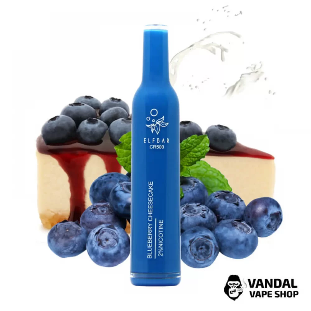 Одноразовая Pod-система Elf Bar CR 500 с крепостью никотина 2% со вкусом черничного чизкейка