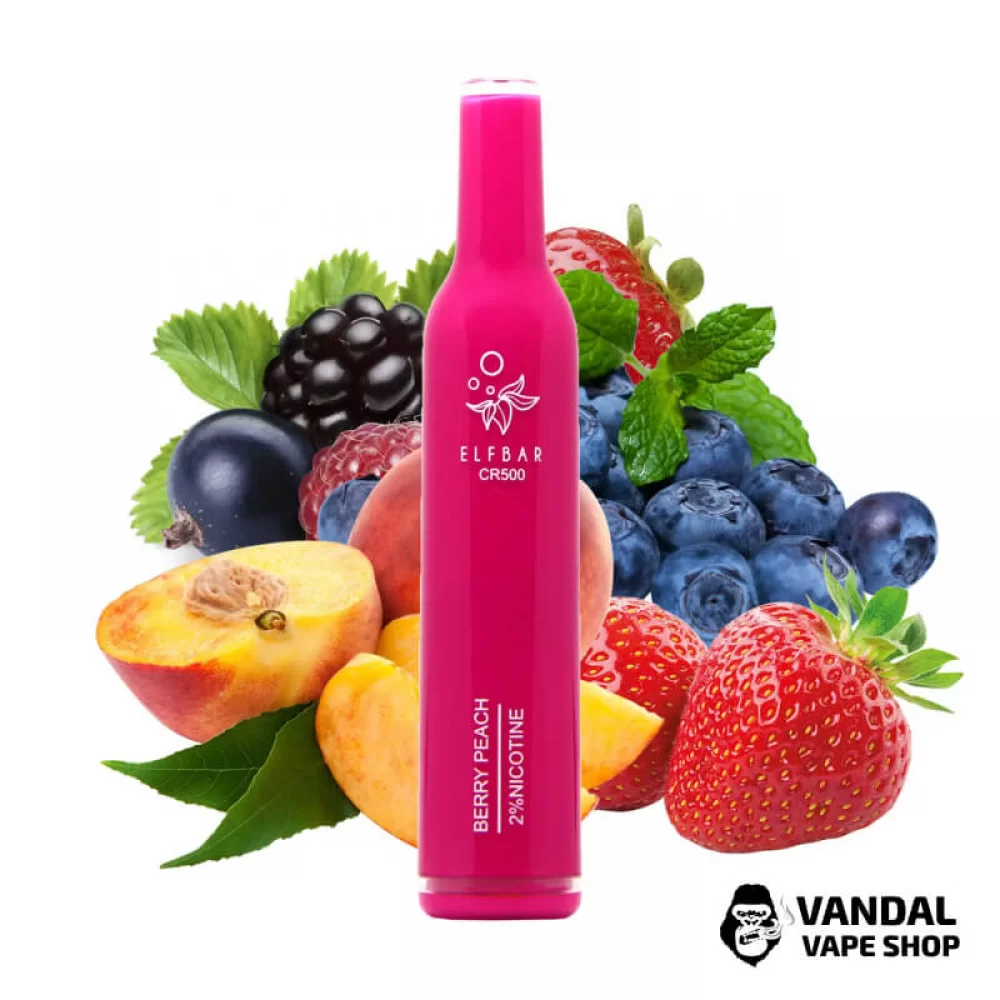 Одноразовая Pod-система Elf Bar CR 500 с крепостью никотина 2% со вкусом персика и ягод Одноразовая Pod-система Elf Bar CR 500 с крепостью никотина 2% со вкусом персика и ягод