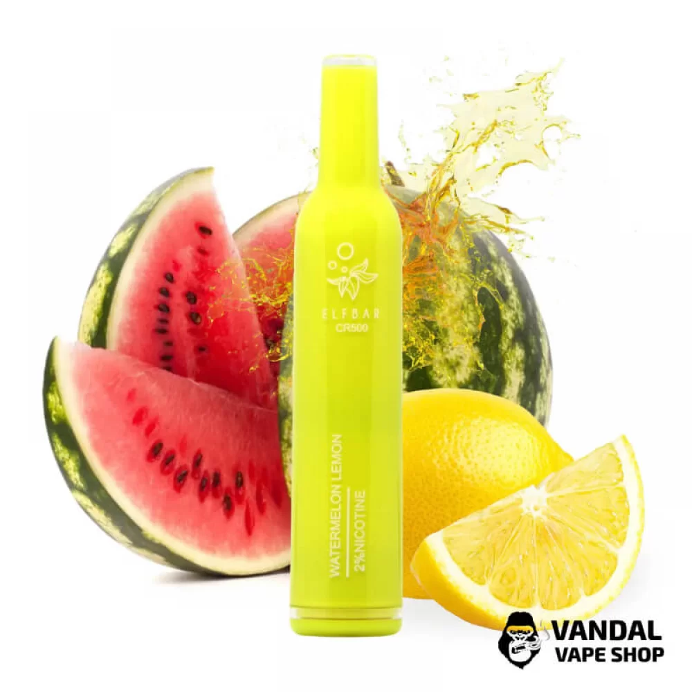Одноразовая Pod-система Elf Bar CR 500 с крепостью никотина 5% со вкусом арбуза и лимона Одноразовая Pod-система Elf Bar CR 500 с крепостью никотина 5% со вкусом арбуза и лимона