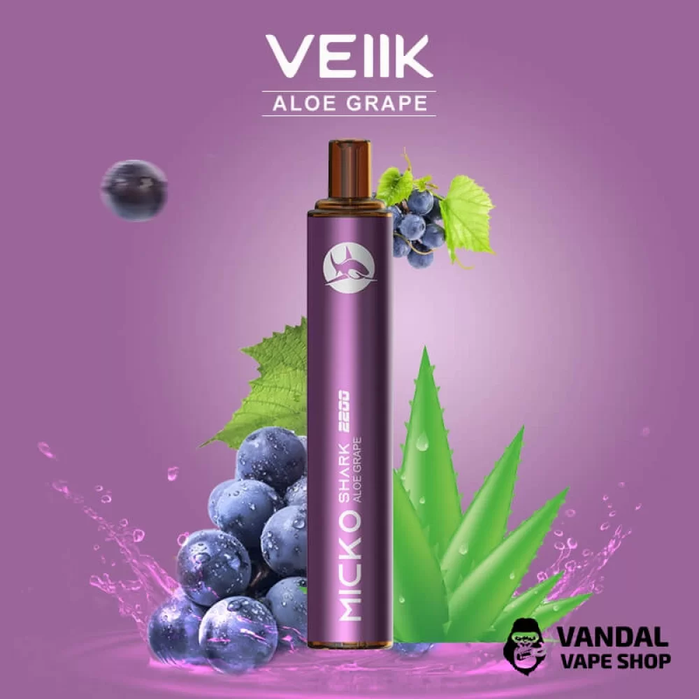 Одноразова Pod-система VEIIK Micko Shark з міцністю нікотину 5% зі смаком алое з виноградом Одноразова Pod-система VEIIK Micko Shark з міцністю нікотину 5% зі смаком алое з виноградом