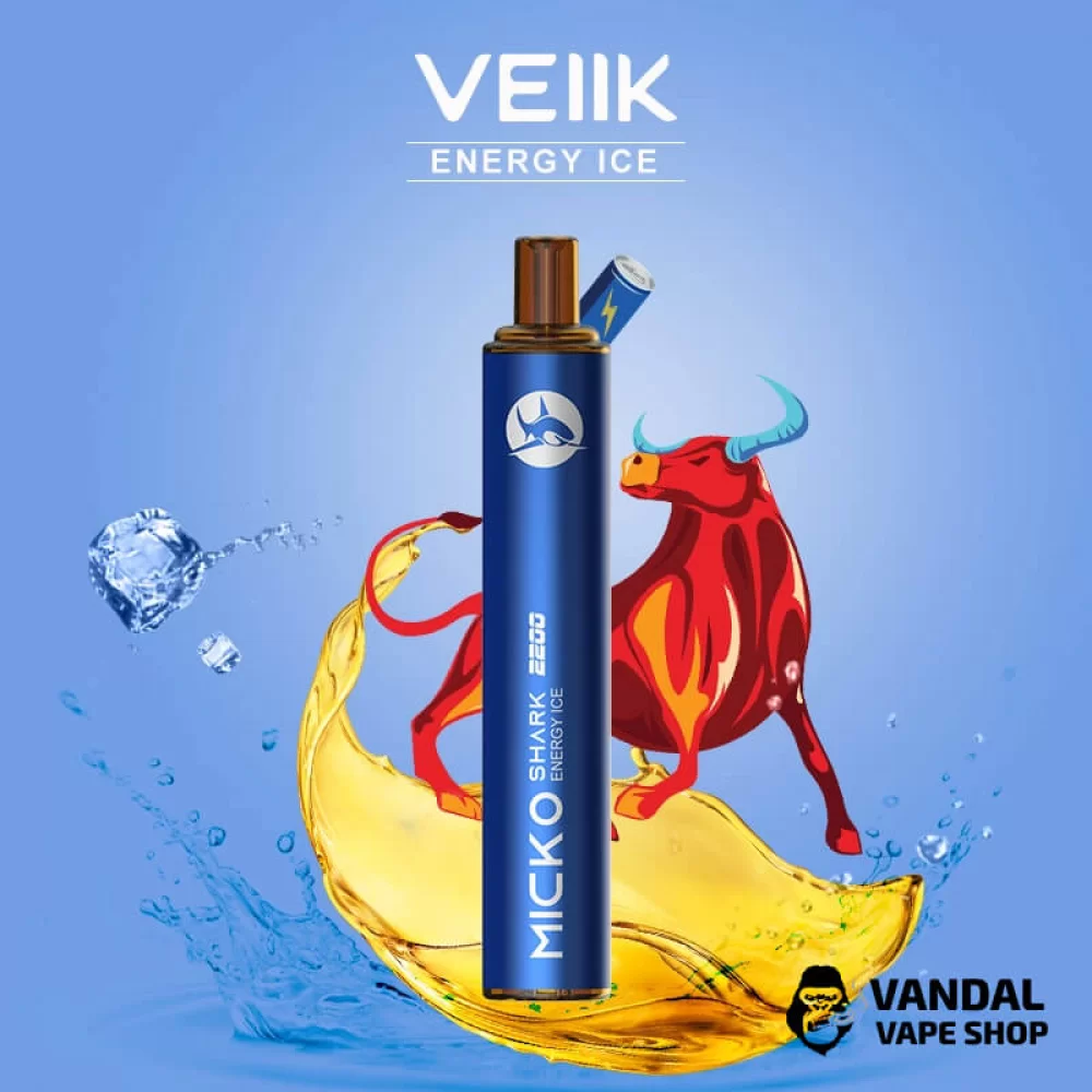 Одноразова Pod-система VEIIK Micko Shark з міцністю нікотину 5% зі смаком енергетику з холодком Одноразова Pod-система VEIIK Micko Shark з міцністю нікотину 5% зі смаком енергетику з холодком