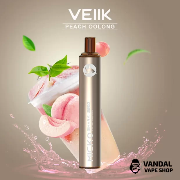 Одноразовая Pod-система VEIIK Micko Shark с крепостью никотина 5% со вкусом чая "Улун" с персиком