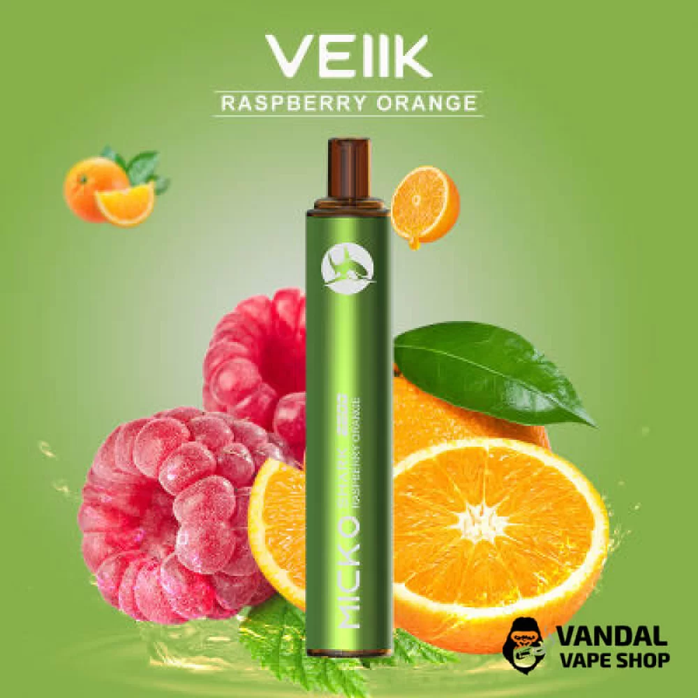 Одноразова Pod-система VEIIK Micko Shark з міцністю нікотину 5% зі смаком малини та апельсину Одноразова Pod-система VEIIK Micko Shark з міцністю нікотину 5% зі смаком малини та апельсину