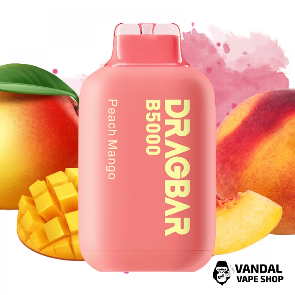 Одноразова Pod система DragBar B5000 50 мг 500 мАг на 5000 затяжок зі смаком персика і манго Одноразова Pod система DragBar B5000 50 мг 500 мАг на 5000 затяжок зі смаком персика і манго