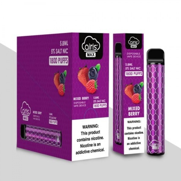 Одноразовая Pod система Airis Max Disposable Device 950mAh на 1800 затяжек со вкусом ежевики, черники и клубники с холодком
