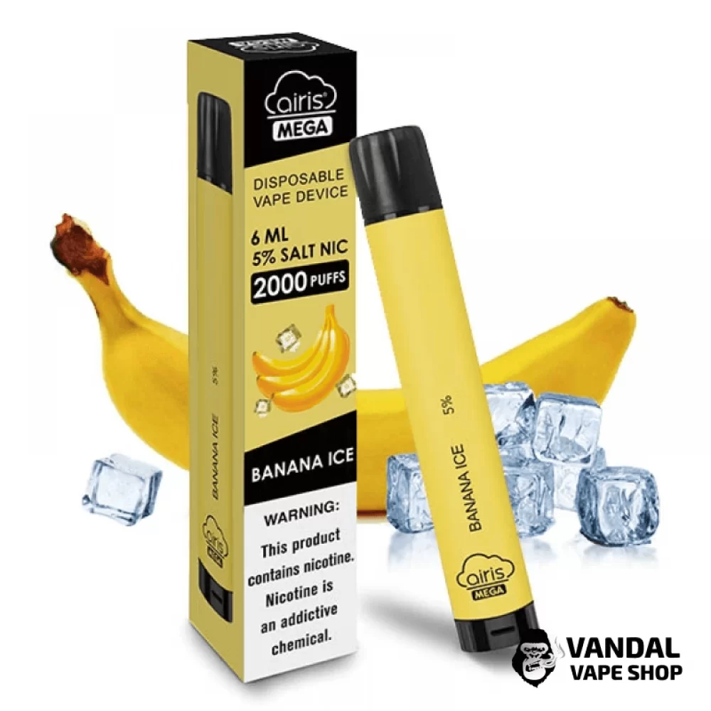 Одноразка Airis Mega 2000 Disposable Vape зі смаком банану з холодком Одноразка Airis Mega 2000 Disposable Vape зі смаком банану з холодком