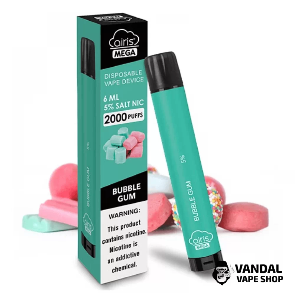 Одноразка Airis Mega 2000 Disposable Vape зі смаком жуйки "бабл-гам" Одноразка Airis Mega 2000 Disposable Vape зі смаком жуйки "бабл-гам"