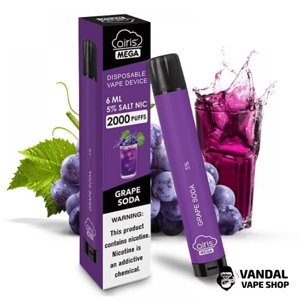 Одноразка Airis Mega 2000 Disposable Vape зі смаком винограду Одноразка Airis Mega 2000 Disposable Vape зі смаком винограду