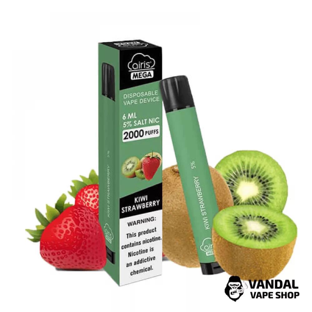 Одноразка Airis Mega 2000 Disposable Vape Kiwi Strawberry 5% со вкусом киви и клубники Одноразка Airis Mega 2000 Disposable Vape Kiwi Strawberry 5% со вкусом киви и клубники