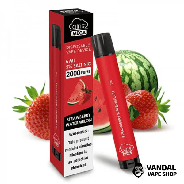 Одноразка Airis Mega 2000 Disposable Vape Strawberry Watermelon 5% со вкусом клубники и арбуза