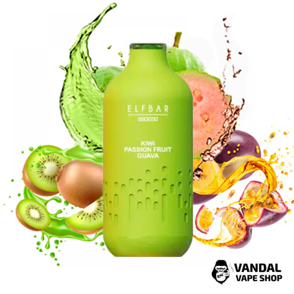 Одноразовий Pod Elf Bar BB3000 Disposable Pod 650mAh 5% на 3000 затяжок зі смаком ківі, маракуйї та гуави Одноразовий Pod Elf Bar BB3000 Disposable Pod 650mAh 5% на 3000 затяжок зі смаком ківі, маракуйї та гуави