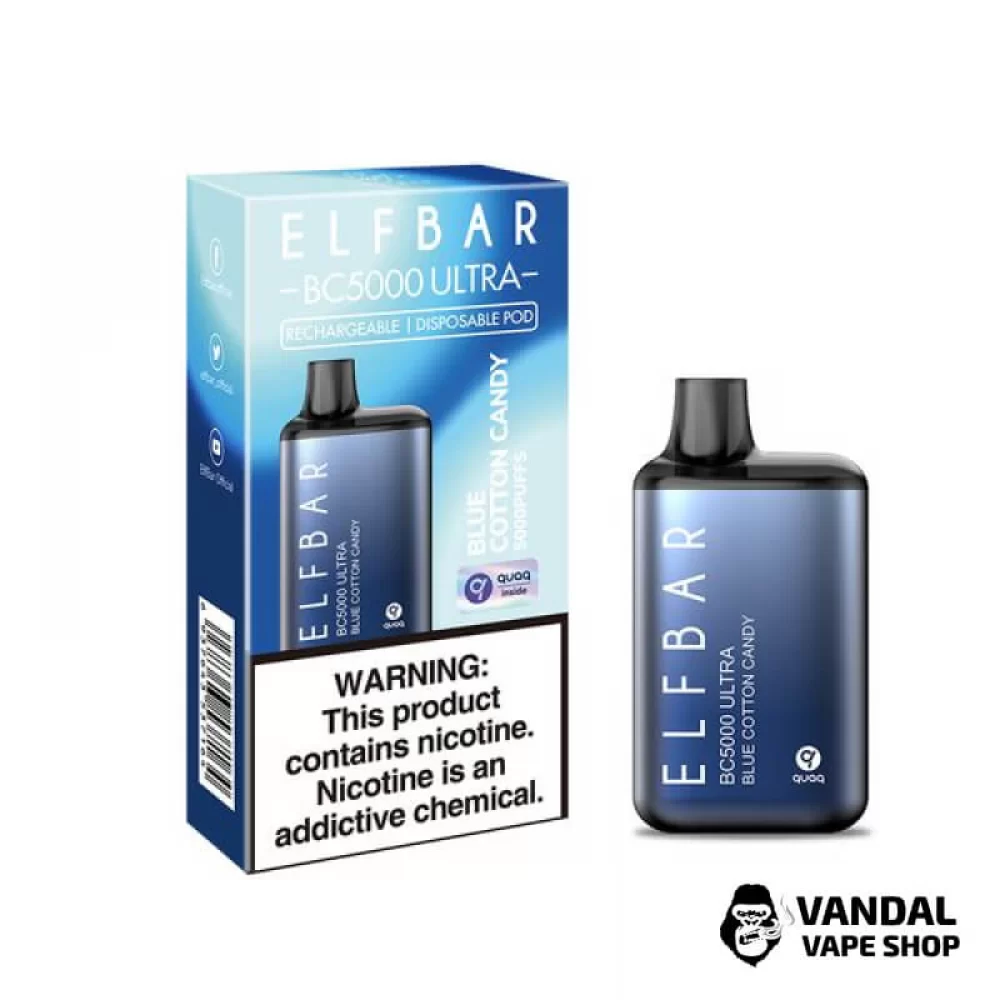 Одноразовий Pod Elf Bar BC5000 Ultra 650 мАг 5% на 5000 затяжок зі смаком цукрової вати з чорниці Одноразовий Pod Elf Bar BC5000 Ultra 650 мАг 5% на 5000 затяжок зі смаком цукрової вати з чорниці