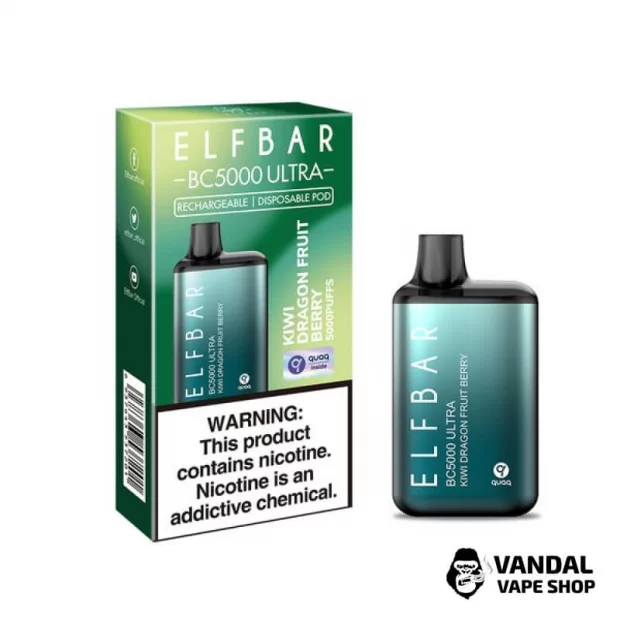 Одноразовый Elf Bar BC5000 Ultra 650 мАч 5% на 5000 затяжек со вкусом киви, питайи и микса ягод