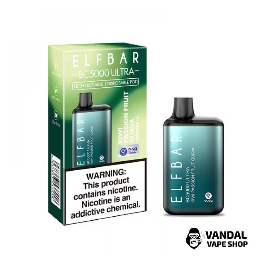Одноразовий Pod Elf Bar BC5000 Ultra 650 мАг 5% на 5000 затяжок зі смаком ківі, маракуйї та гуави