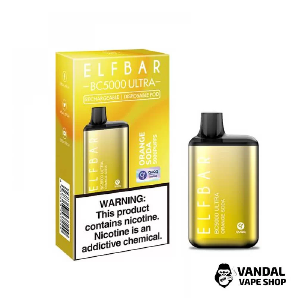 Одноразовый Elf Bar BC5000 Ultra 650 мАч 5% на 5000 затяжек со вкусом апельсиновой газировки Одноразовый Elf Bar BC5000 Ultra 650 мАч 5% на 5000 затяжек со вкусом апельсиновой газировки