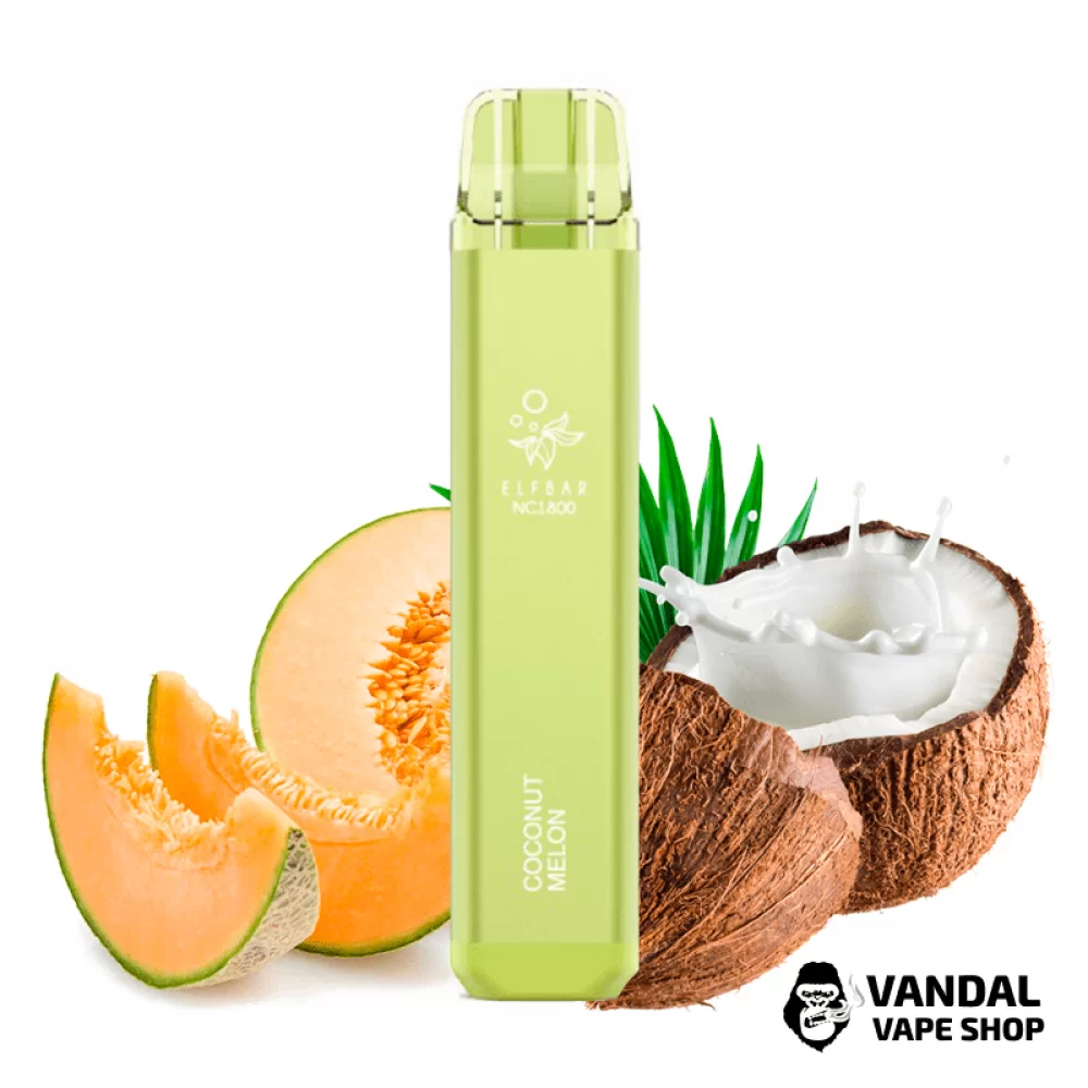 Одноразовий Pod Elf Bar NC1800 Disposable Device 950mAh 5% на 1800 затяжок зі смаком кокосу з динею Одноразовий Pod Elf Bar NC1800 Disposable Device 950mAh 5% на 1800 затяжок зі смаком кокосу з динею
