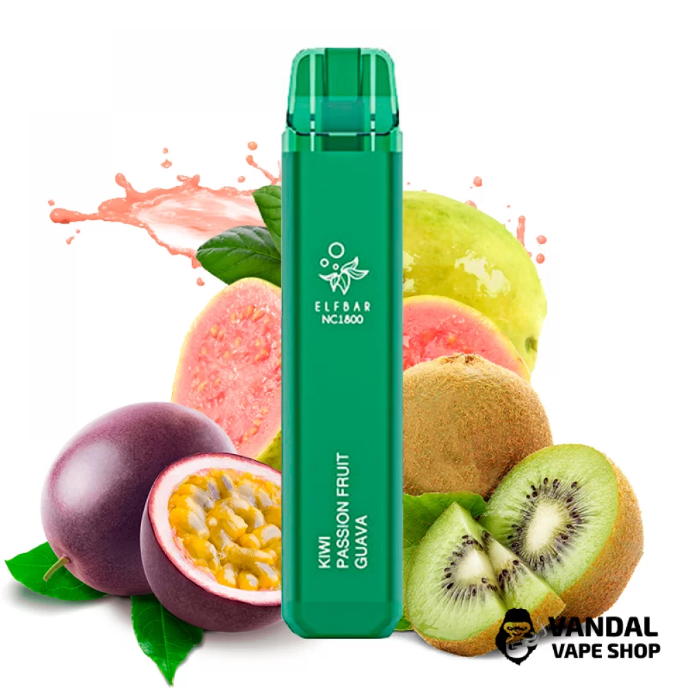 Одноразовый Pod Elf Bar NC1800 Disposable Device 950mAh 5% на 1800 затяжек со вкусом киви, маракуйи и гуавы Одноразовый Pod Elf Bar NC1800 Disposable Device 950mAh 5% на 1800 затяжек со вкусом киви, маракуйи и гуавы