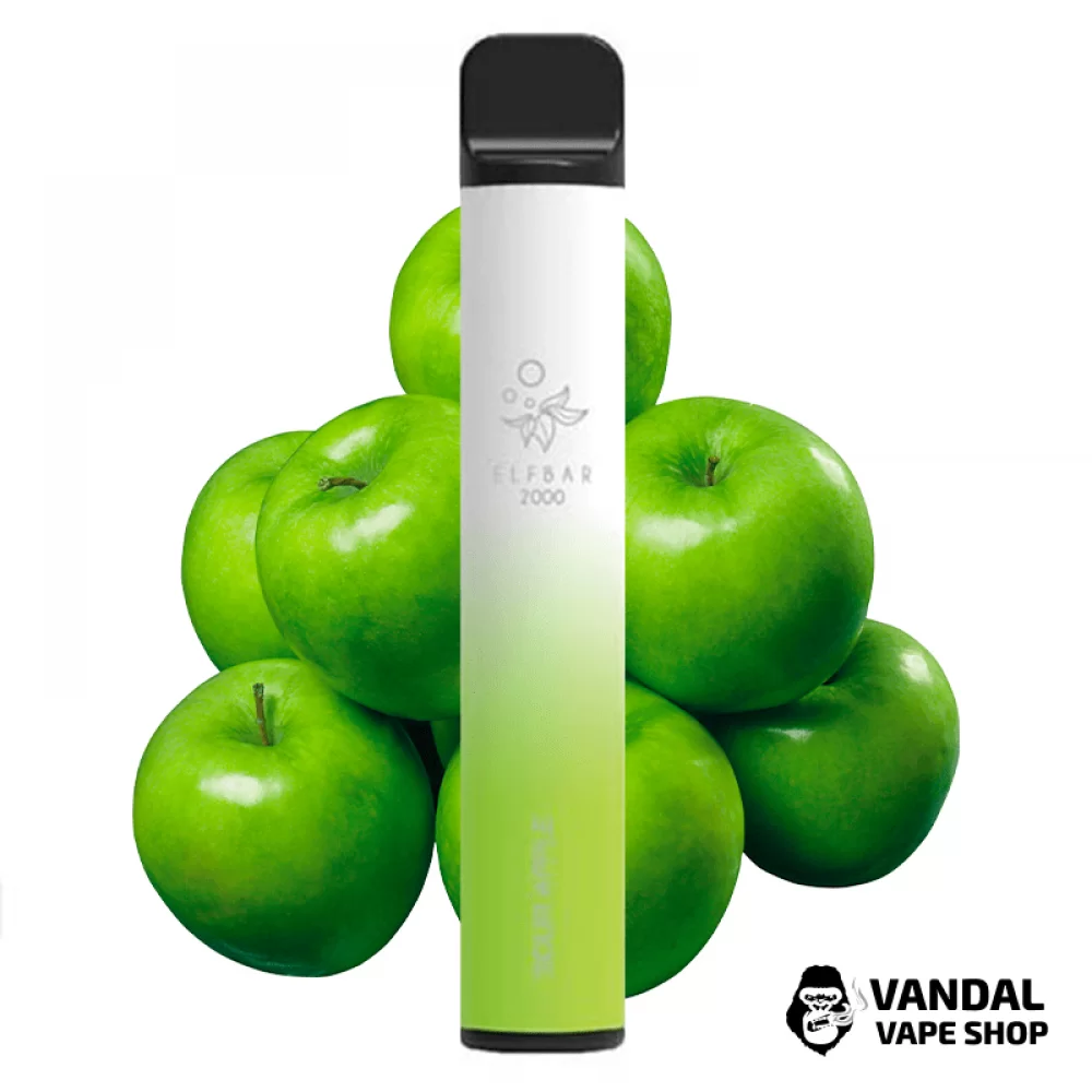 Одноразовый Pod Elf Bar 2000 Disposable 1200 mAh 5% на 2000 затяжек со вкусом кислого яблока