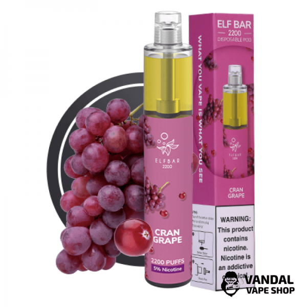 Одноразовая Pod система Elf Bar 2200 Disposable Pod 1250mAh - Cran Grape со вкусом клюквы и винограда