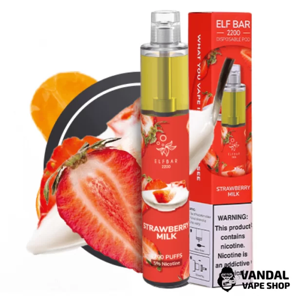 Одноразовая Pod система Elf Bar 2200 Disposable Pod 1250mAh - Strawberry Milk со вкусом клубничного милкшейка