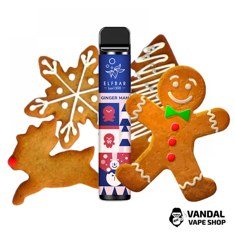 Рождественское издание одноразки Elf Bar Lux на 1500 затяжек со вкусом имбирного печенья Рождественское издание одноразки Elf Bar Lux на 1500 затяжек со вкусом имбирного печенья