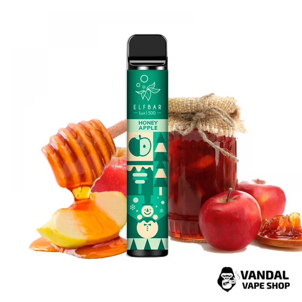 Рождественское издание одноразки Elf Bar Lux на 1500 затяжек со вкусом яблока с мёдом Рождественское издание одноразки Elf Bar Lux на 1500 затяжек со вкусом яблока с мёдом