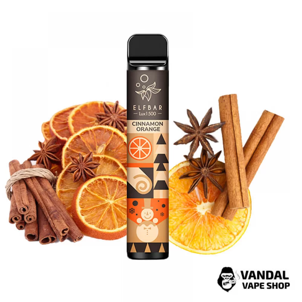 Рождественское издание одноразки Elf Bar Lux на 1500 затяжек со вкусом апельсина с корицей Рождественское издание одноразки Elf Bar Lux на 1500 затяжек со вкусом апельсина с корицей